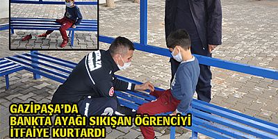 BANKTA AYAĞI SIKIŞAN ÖĞRENCİYİ İTFAİYE KURTARDI