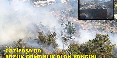 GAZİPAŞA’DA BOZUK ORMANLIK ALAN YANGINI