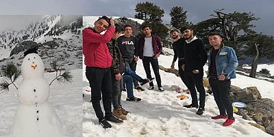Gazipaşa’da karlı yaylalarda piknik