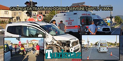 GAZİPAŞA’DA TİCARİ ARAÇ ÖĞRENCİ SERVİSİNE ÇARPTI, 7 YARALI