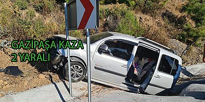 HAFİF TİCARİ ARAÇ YOLDAN ÇIKTI, 2 YARALI