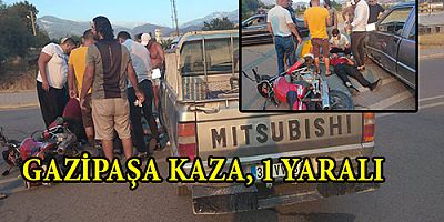 KAMYONETLE MOTOSİKLET ÇARPIŞTI, 1 YARALI