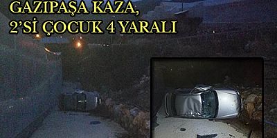 OTOMOBİL 5 METRELİK UÇURUMA DEVRİLDİ, 2’Sİ ÇOCUK 4 YARALI
