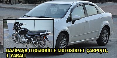 OTOMOBİLLE MOTOSİKLET ÇARPIŞTI, 1 YARALI