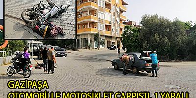 OTOMOBİLLE MOTOSİKLET ÇARPIŞTI,1 YARALI