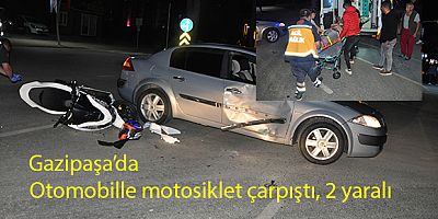 Otomobille motosiklet çarpıştı, 2 yaralı