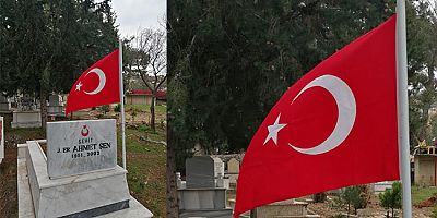 Şehit Mezarlarında Türk Bayrakları yenilendi