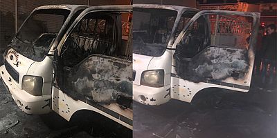 Yanan kamyonet kullanılamaz hale geldi